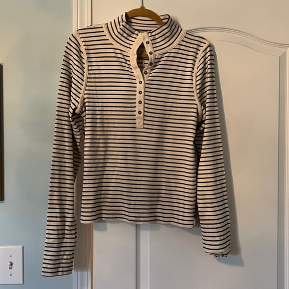 We The Free Lake Striped Ribbed Stretchy Long Sleeve Henley Top XL NWT - Picture 6 of 13